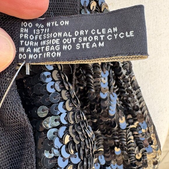 Valerie Stevens Womens Black Glam Party Sequin Mesh Scarf Wrap Belt Tie New OS - Picture 2 of 6